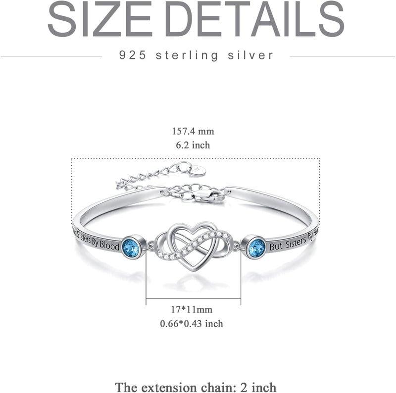 AOBOCO 925 Sterling Silver Adjustable Infinity Heart Bangle Bracelet for Sister Best Friend Daughter Mom Grandma Granddaughter Daughter in Law Godmother Goddaughter Stepmom Stepdaughter - Image 4